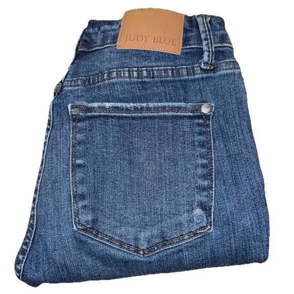 Judy Blue Denim - Judy Blue Skinny Women Jeans 7/28 High Rise Dark Wash Stretch JB88527 Distressed